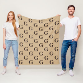 Dunkelbraune Monogram-Muster Tan Fleecedecke