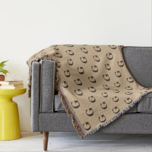 Dunkelbraune Monogramm Muster Tan Hintergrund Decke