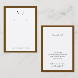 Dunkelbraune Monogramm-Schmuck-Ohrhänger-Displayka Visitenkarte