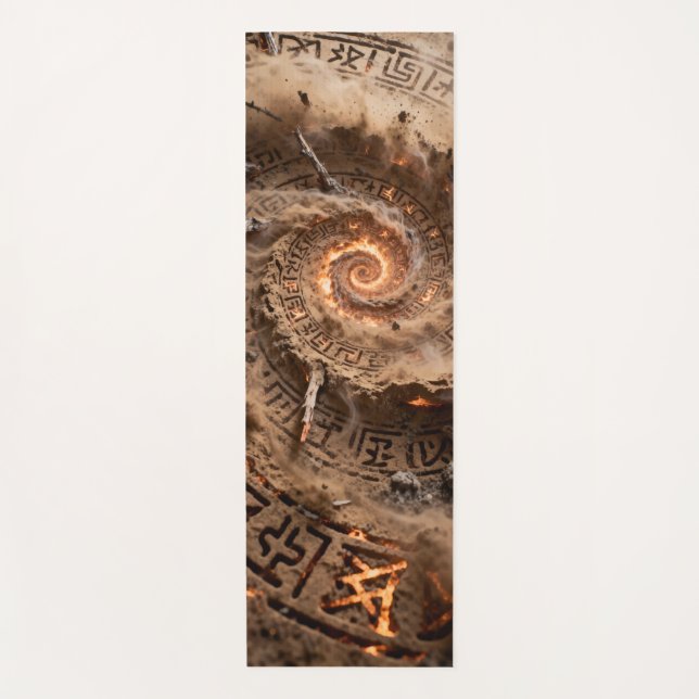 Dunkelbraune Runen, wirbelig und verflochten Yogamatte (Vorderseite)