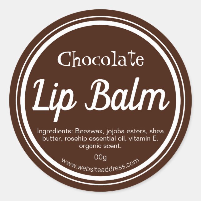 Dunkelbraune Schokolade Flavored Lip Balm Pot Labe Runder Aufkleber (Vorderseite)