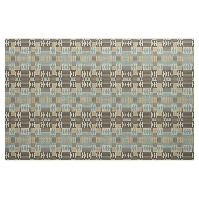 Dunkelbraune Taupe Beige Meeresfrüchte Grün Ethnic Stoff (Fat Quarter (45,7 x 55,9 cm))