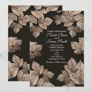 Dunkelbraune und bronzene Blätter rustikale Herbst Einladung