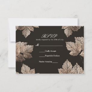 Dunkelbraune und bronzene Blätter Rustikale Herbst RSVP Karte