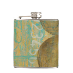 Dunkelbraune und graue Kreise mit Zahlen Flachmann