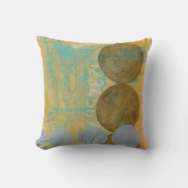 Dunkelbraune und graue Kreise mit Zahlen Kissen (Vorderseite)