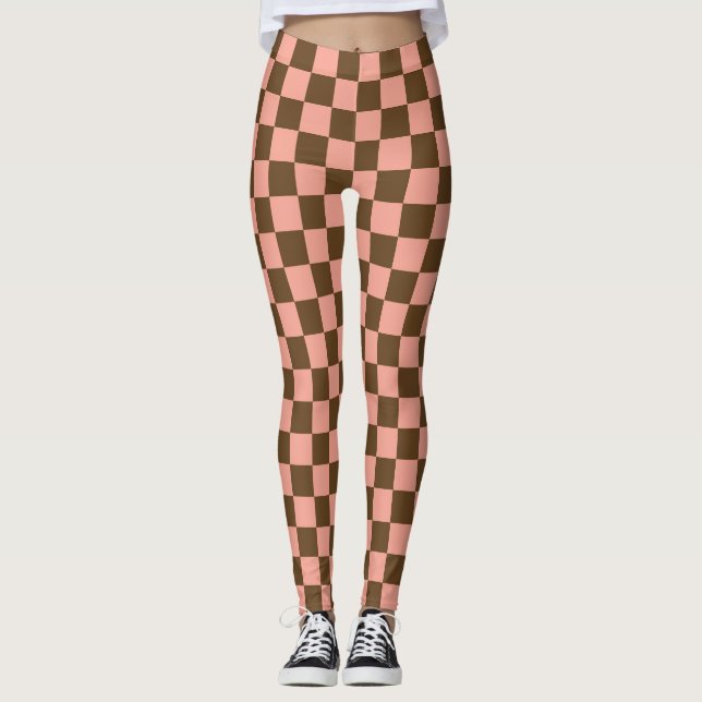 Dunkelbraune und hellrosa Karton Leggings (Vorderseite)