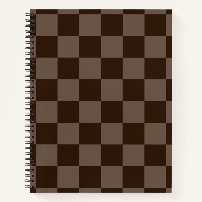 Dunkelbraune und ruhige Checkerboard Notizbuch (Vorderseite)