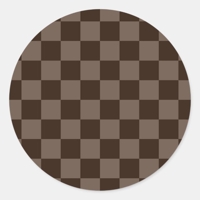 Dunkelbraune und ruhige Checkerboard Runder Aufkleber (Vorderseite)