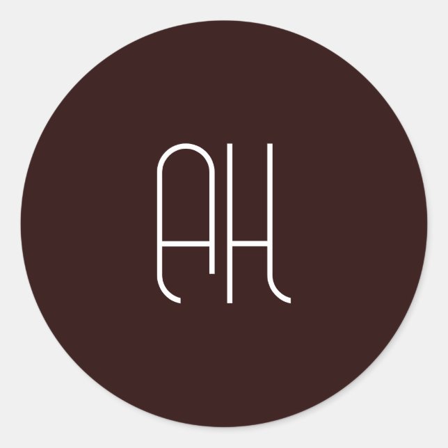 Dunkelbraune und weiße benutzerdefinierte Initiale Runder Aufkleber (Vorderseite)