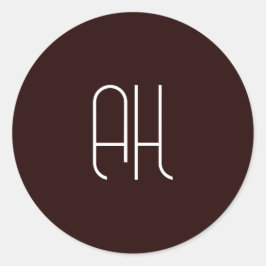 Dunkelbraune und weiße benutzerdefinierte Initiale Runder Aufkleber