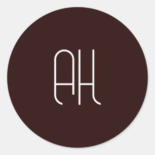 Dunkelbraune und weiße benutzerdefinierte Initiale Runder Aufkleber