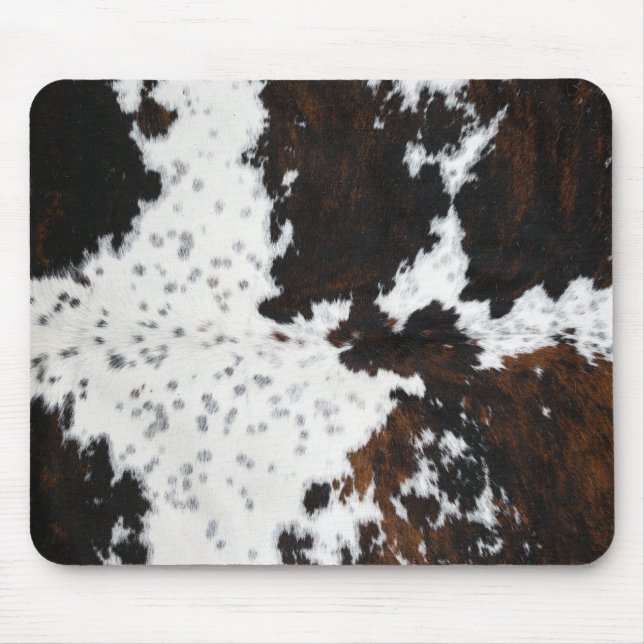 Dunkelbraune und weiße Gepunktete Cowhide-Maus-Pad Mousepad (Vorne)