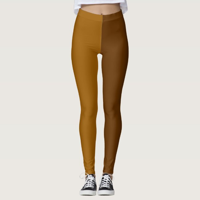 Dunkelbraune, zweiteilige Farbtrennung Leggings (Vorderseite)
