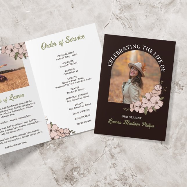 Dunkelbrauner Blumenbogen-Foto feiert Leben Programm (Von Creator hochgeladen)