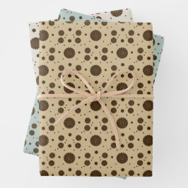 Dunkelbrauner Mikro-Blumen-Sand, Salbeigrün, beige Geschenkpapier Set