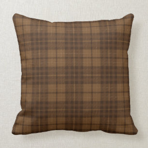 Dunkelbrauner Tartan Kariertes Muster Kissen