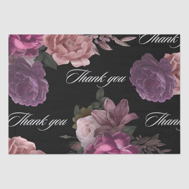 Dunkelbraunes, blumenschwarzes Brautparty Seidenpapier (Vorderseite)