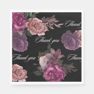 Dunkelbraunes, blumenschwarzes Brautparty Serviette