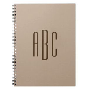 Dunkelbraunes einfaches dreibuchstabiges Monogramm Notizblock