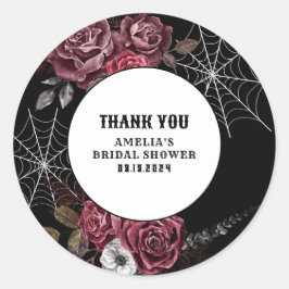 Dunkelbraunes gotisches, blumenschwarzes Brautpart Runder Aufkleber