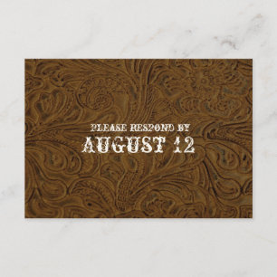 Dunkelbraunes Leder Hochzeit RSVP mit Umschlägen Karte