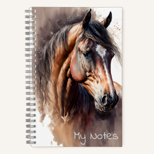 Dunkelbraunes Pferd Aquarell Notizbuch