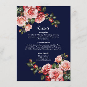 Dunkelbraunes Rosa und marineblaue rote Rosen Begleitkarte