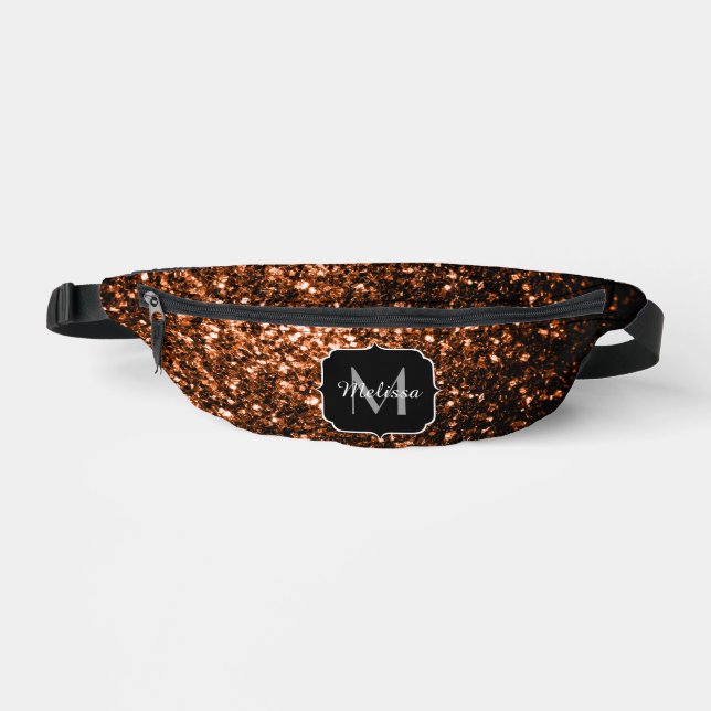 Dunkelbronzbraun Imitate Glitzer Glitzern Monogram Bauchtasche (Vorderseite)