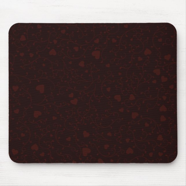 Dunkelburgunderrotes romantisches Herz Muster Mousepad (Vorne)