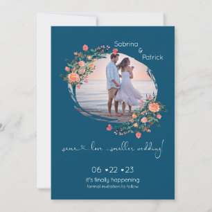 Dunkelcyan Bilderrahmen floral Save The Date