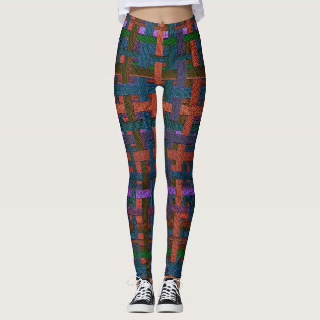 Dunkelfarben "kariert" im Stoff- oder Leinwand-Loo Leggings (Vorderseite)
