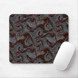 Dunkelfarbene, geschnitzte Spiralteile und glühend Mousepad