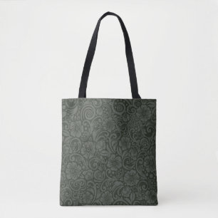 Dunkelflorale Muster Olive Grau Tasche