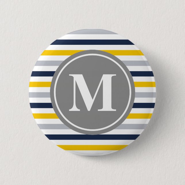 Dunkelgelb-Streifen-Monogramm Button (Vorderseite)