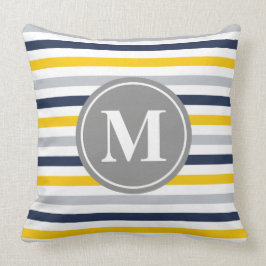 Dunkelgelb-Streifen-Monogramm Kissen
