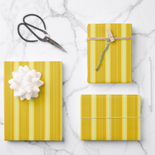 Dunkelgelb und Gelb Dicke und Dünne Streifen Geschenkpapier Set