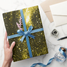 Dunkelgelbe abstrakte Galaxie Geschenkpapier