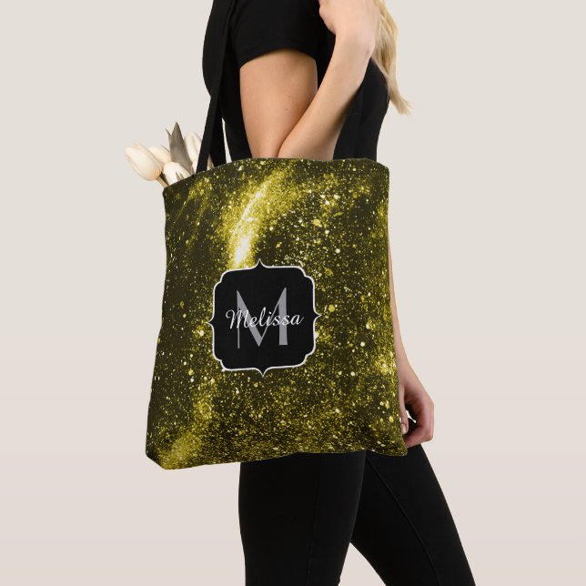 Dunkelgelbe abstrakte Galaxie Monogram (Von Nahem)