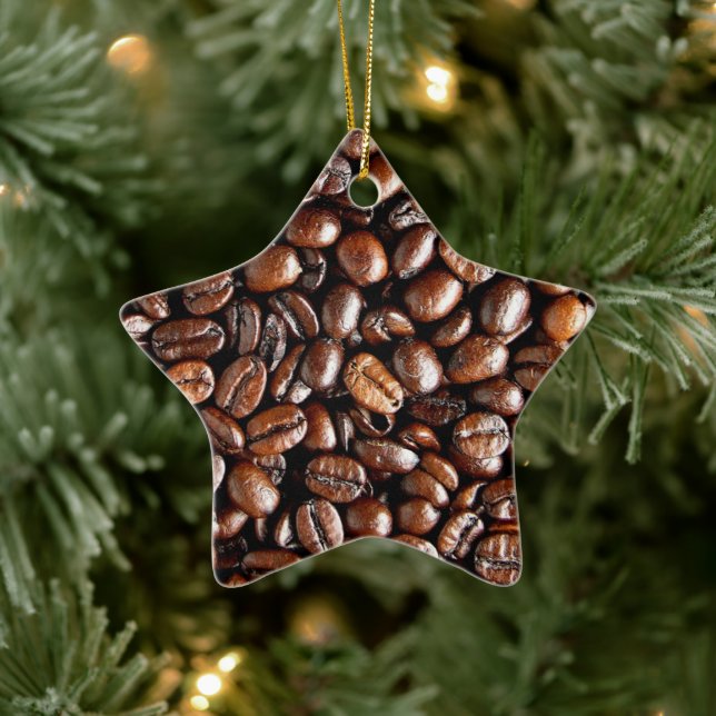 Dunkelgeröstete Kaffeebohnen Keramikornament (Baum)