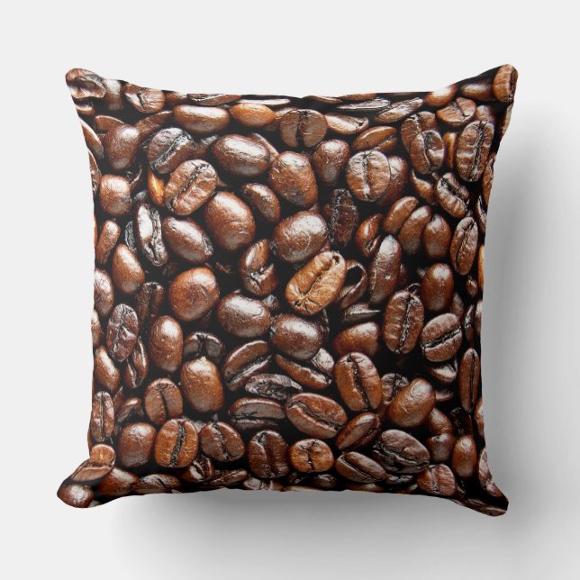 Dunkelgeröstete Kaffeebohnen Kissen (Vorderseite)