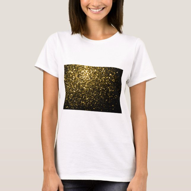 Dunkelgoldgelbe Imitate Glitzer Glitzern T-Shirt (Vorderseite)