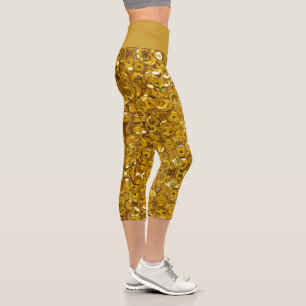 Dunkelgoldgelber falscher Glitter funkelt Romantis Capri Leggings