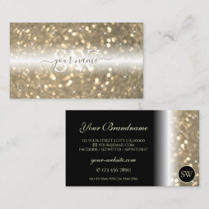 Dunkelgoldschwarz mit Monogramm Visitenkarte
