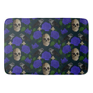 Dunkelgotische grungy Rose Vines Raven Skull blue Badematte