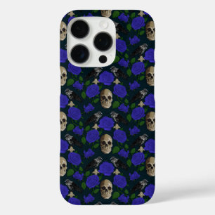 Dunkelgotische grungy Rose Vines Raven Skull blue iPhone 16 Pro Hülle