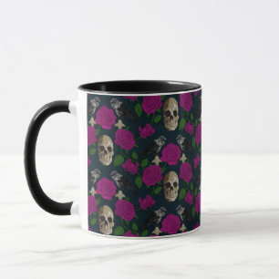 Dunkelgotische grungy Rose Vines Raven Skull pink Tasse
