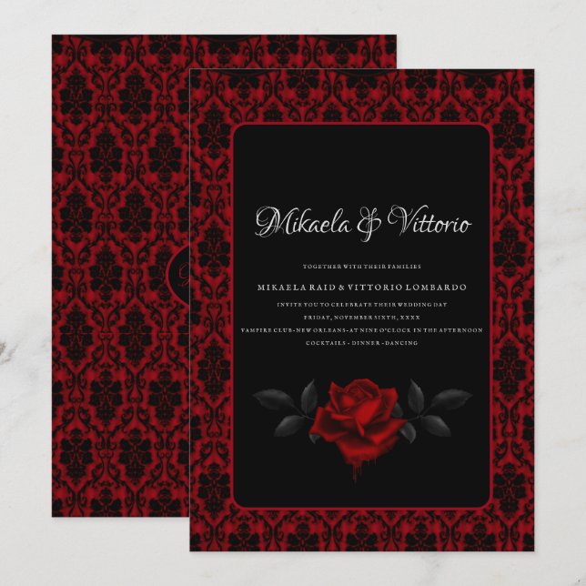 Dunkelgotische Rose Einladung (Vorne/Hinten)
