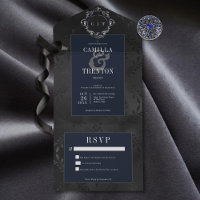 Dunkelgotische Schwarz & Blau Blumen Satin Kein Ab