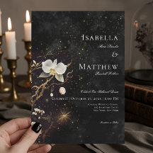 Dunkelgotische Schwarz-Weiß-Orchideen-Zauber Hochz